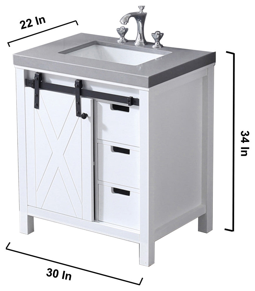Marsyas Transitional White 30" Single Sink Vanity Set