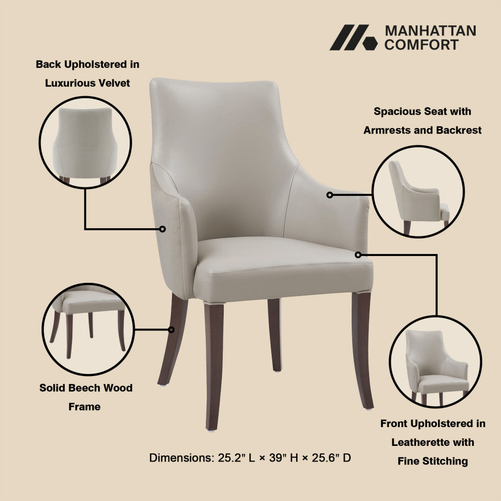 Manhattan Comfort Connie Dining Armchair, Light Gray, Single