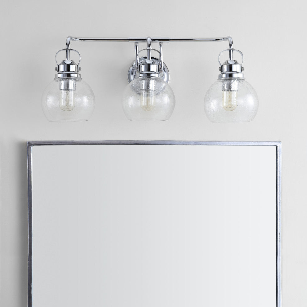 Shirley Metal, Bubbled Glass Vanity Light, Chrome, 3-Light