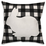Black Buffalo Check Bunny Silhouette 16x16 Throw Pillow