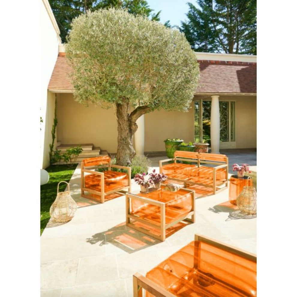 Mojow Yoko 4 Piece Living Room & Garden Set | Wooden Frame - Clear Transparent