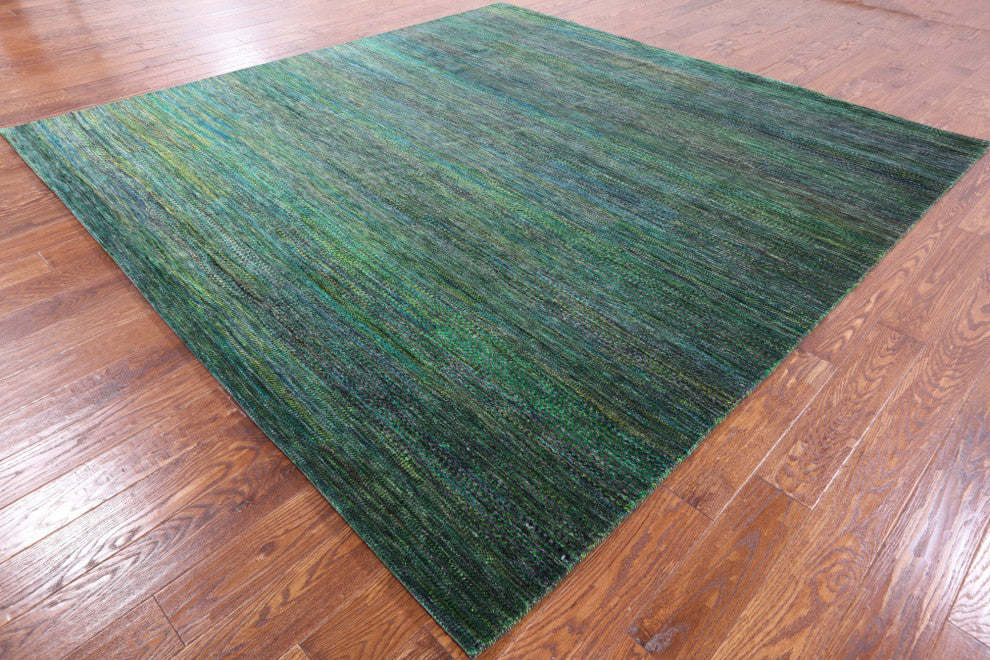 9' Square Hand-Knotted Super Savannah Gabbeh Wool and Silk Rug Q6121