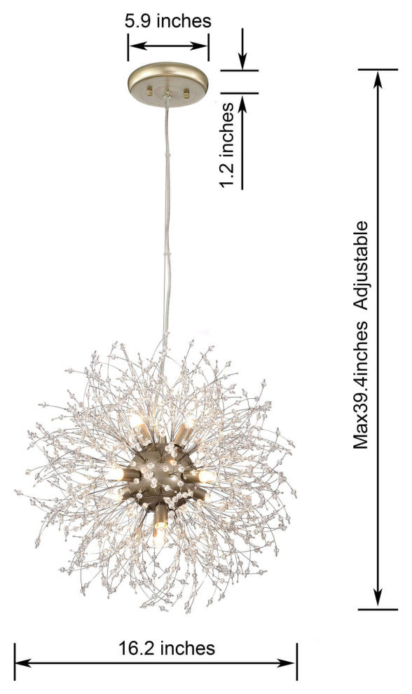 Liria 8-Light Brushed Silver-ish Champagne Beads Firework Chandelier