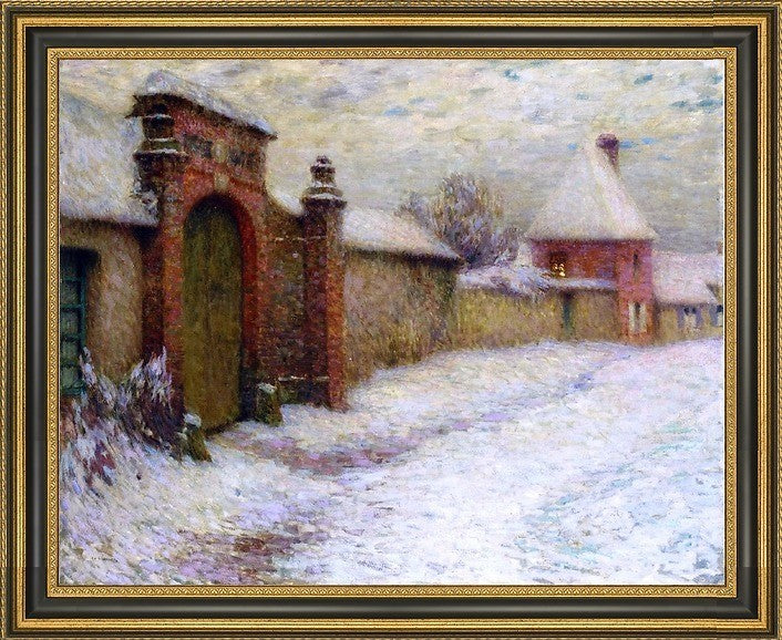 Henri Le Sidaner Le Portail Niege, Gerberoy Framed Premium Canvas Print, 20"x25"