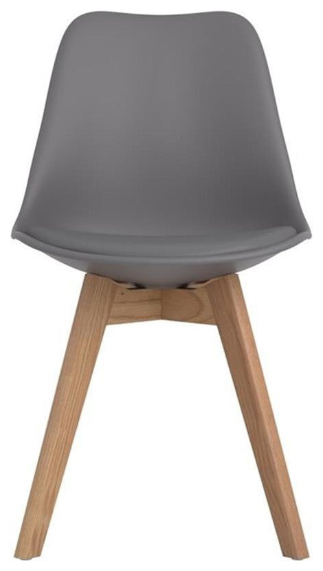 Pemberly Row Faux Leather Upholstered Side Chairs in Gray Finish