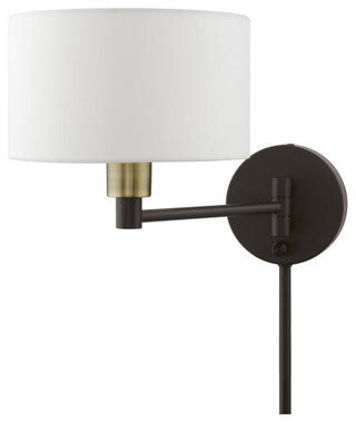 1 Light Bronze with Antique Brass Accent Swing Arm Wall Lamp