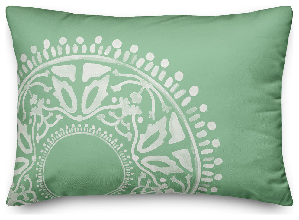 Green Boho Circle 20x14 Spun Poly Pillow