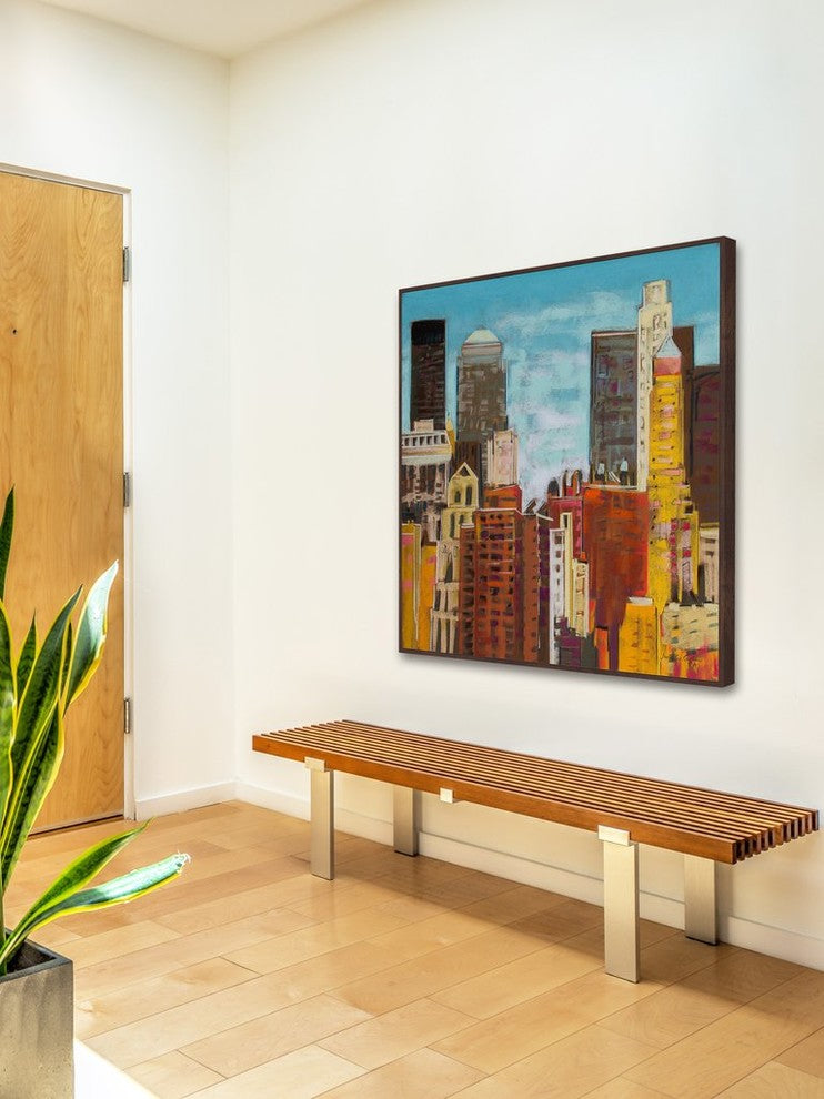 "From Brooklyn Bridge 4" Floater Framed Painting Print on Canvas, 12"x12"