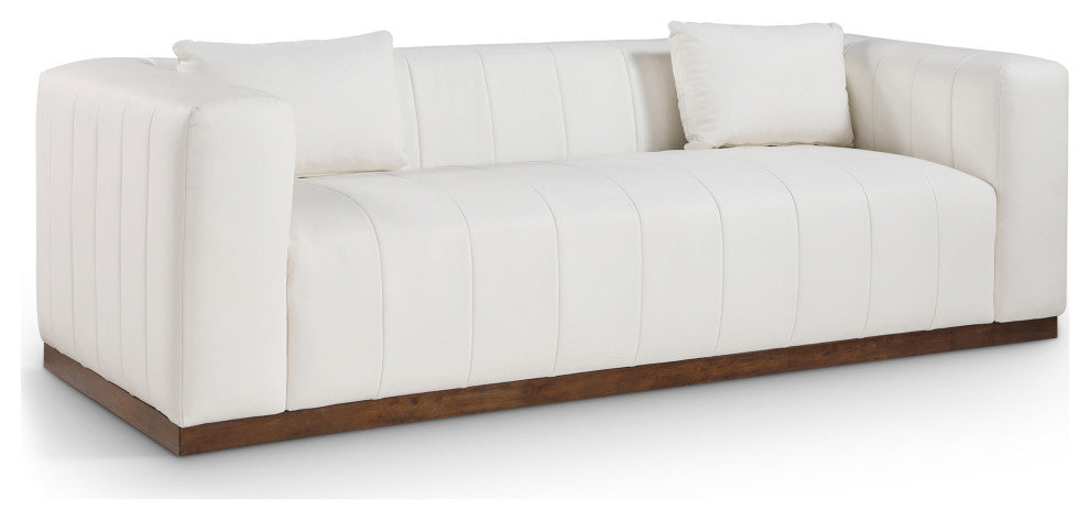 Mallina Upholstered Sofa, Cream, Vegan Leather