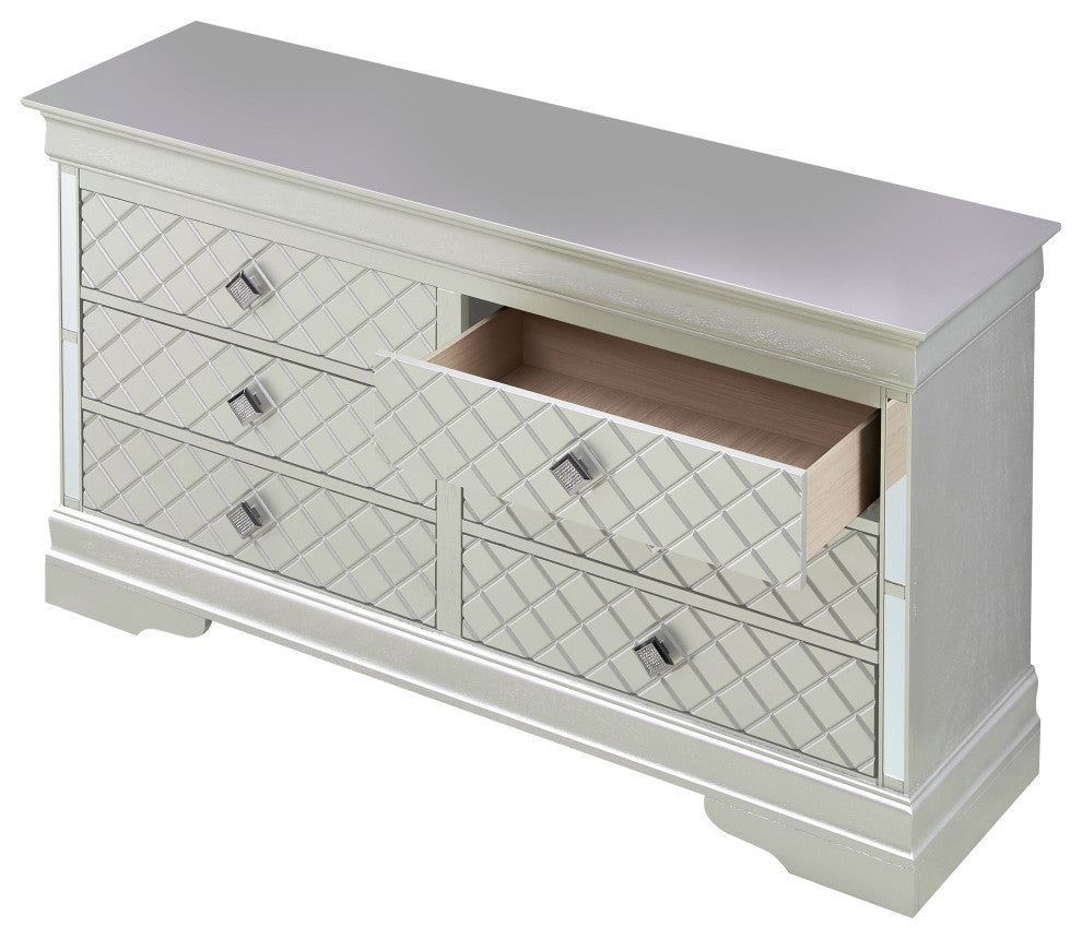 Verona 6-Drawer Dresser, Silver Champagne