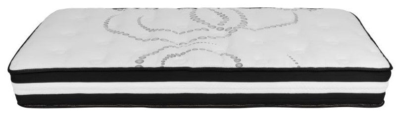 Tribeca Tufted Upholstered Platform Bed W/10 Inch Pocket Spring Mattress, Black,