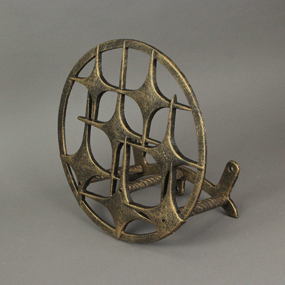 Cast Iron Mid Century Modern Stars Decorative Wall Mounted Garden Hose Holder
