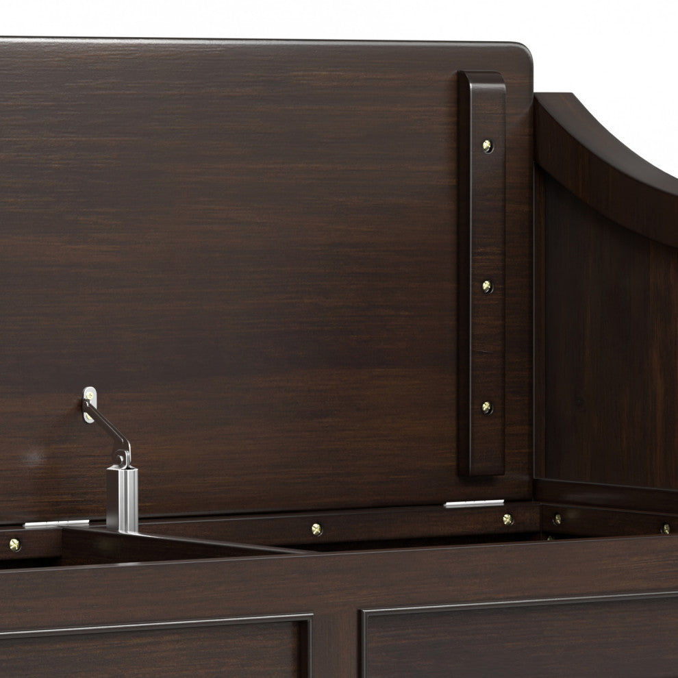 Connaught Solid Wood Entryway Storage Bench With Shelf, Chestnut Brown