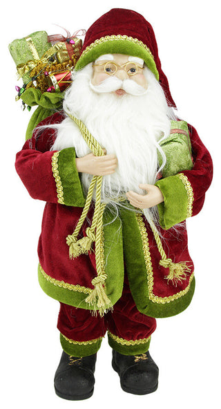 16" Standing Santa Holding A Gift Box And Bag