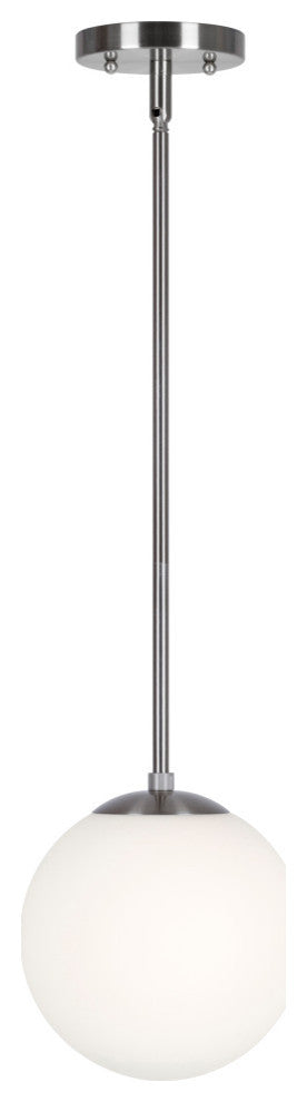 1-LT 8" Globe Glass Pendant, Brushed Nickel