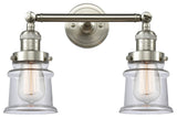 Small Canton 2-Light Bath Vanity-Light, Brushed Satin Nickel, Clear