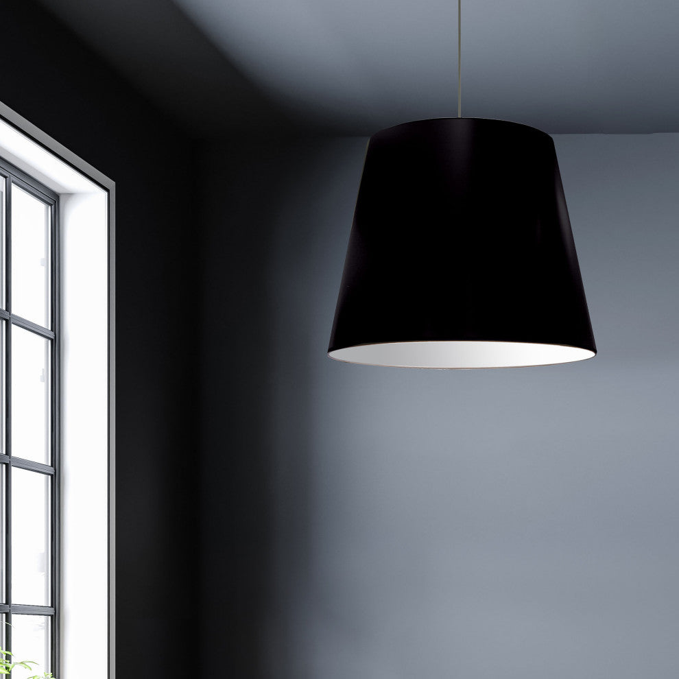 1-Light Oversized Drum Pendant Large Black Shade