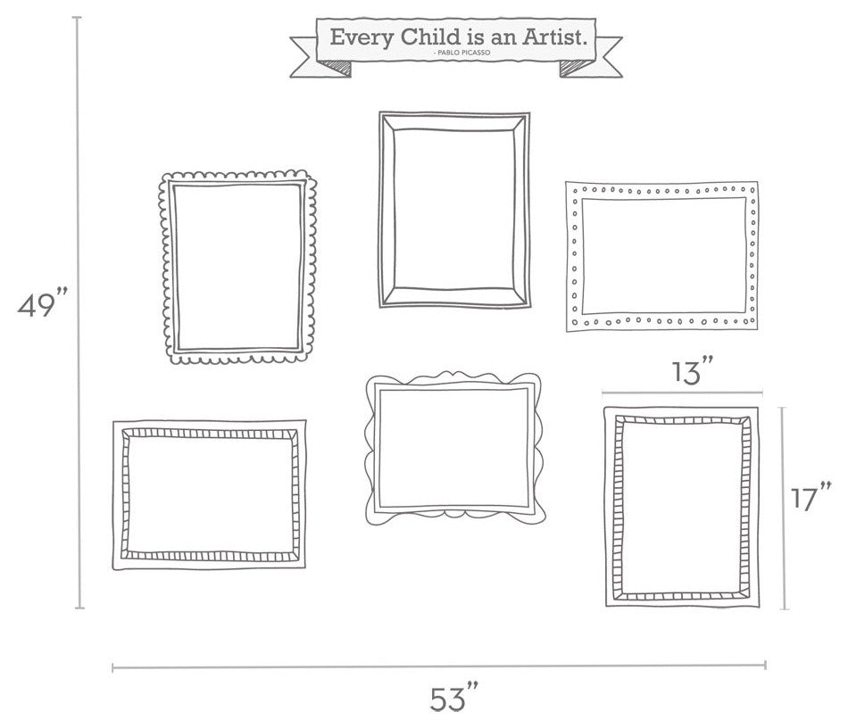 Kids Art Display Frames Vinyl Wall Sticker, Picasso Quote Banner