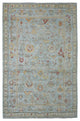 Light Blue Afghan Angora Oushak Hand Knotted Natural Wool Oriental Rug 6'2"x9'5"