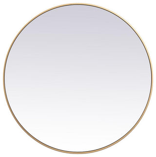 Elegant Decor Eternity 39" Round Mid Century Metal Frame Mirror in Brass