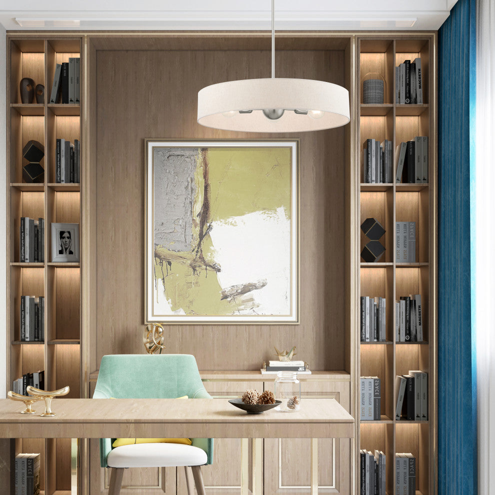 Livex Lighting Venlo 5 Light Brushed Nickel Large Drum Pendant