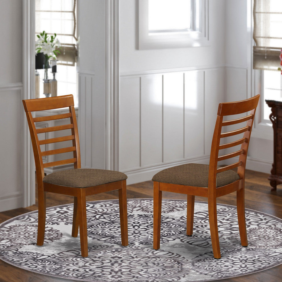 Milan Dining Chair With Cushion Seat Saddle Brown Finish Set of 2