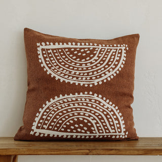Radiance Oversized Sunburst Motif Print Square Pillow, Terracotta