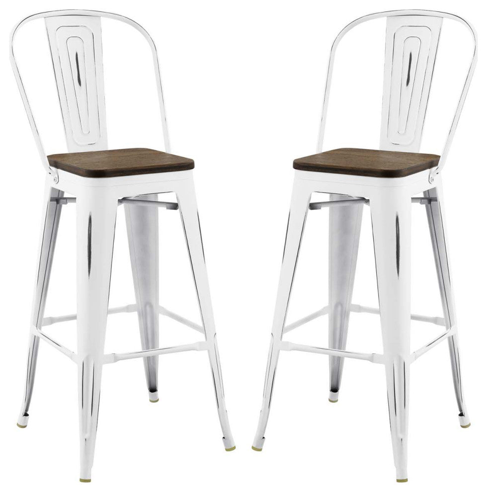 Promenade Bar Stool Metal Set of 2-White