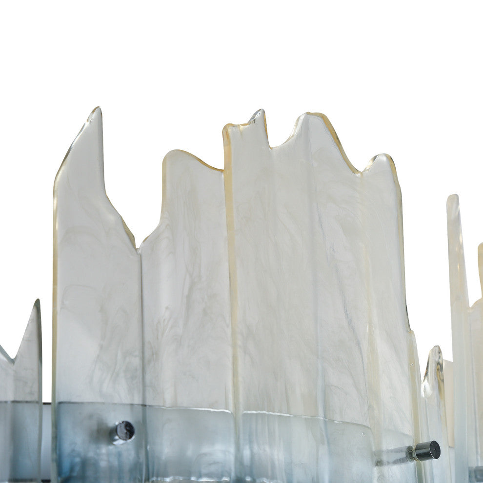 LNC Hanabalter 1-Light 28" Modern Resin LED Chandelier, Silver