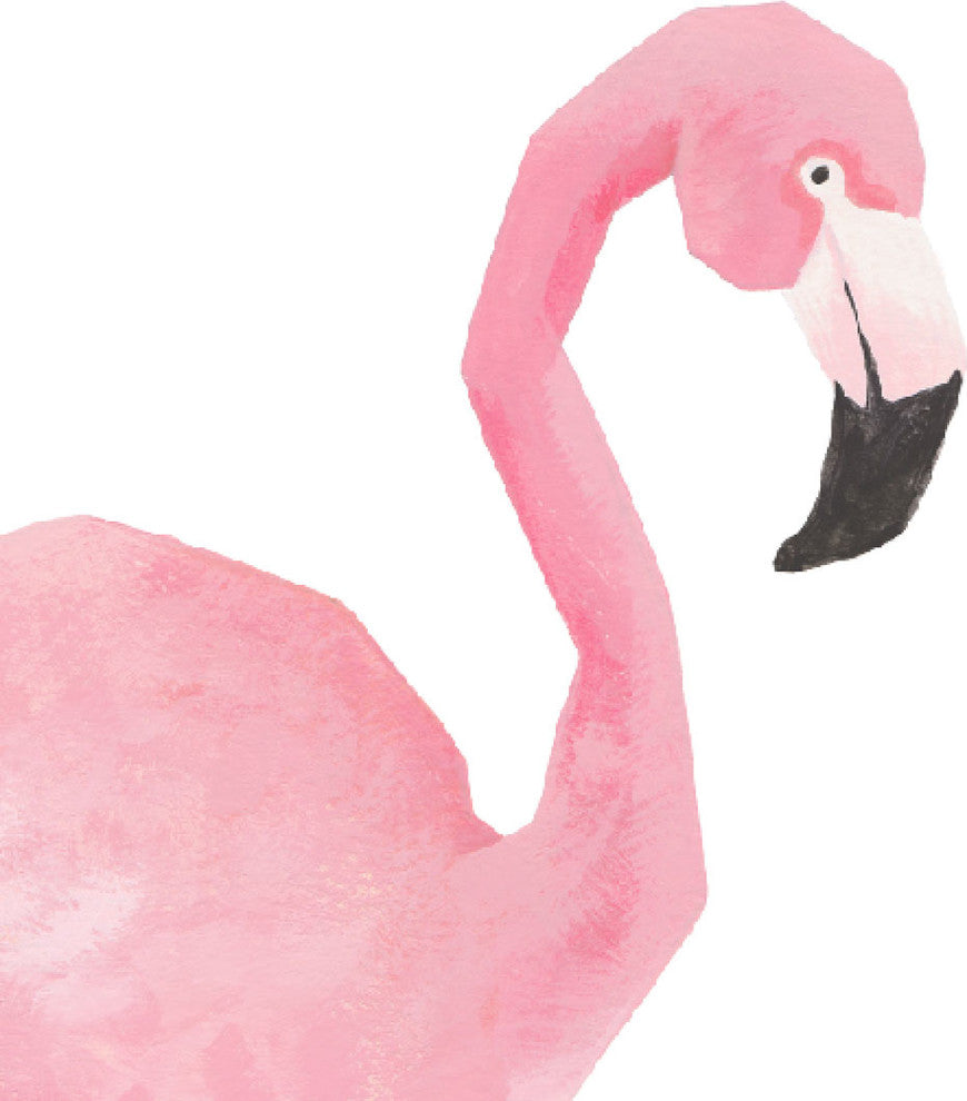 Wild Animals, Tropical Leaves Vinyl Wall Sticker, Flamingo