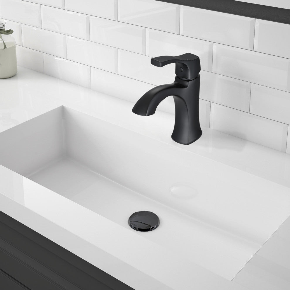 Ancona Morgan Single Lever 1-Hole Bathroom Faucet, Matte Black