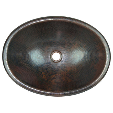 19" oval copper sink top mount