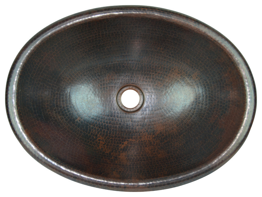 19" oval copper sink top mount