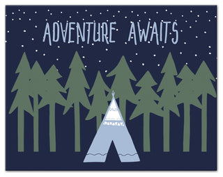 Adventure Awaits Night 14x11 Canvas Wall Art