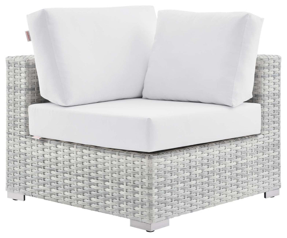 Lounge Sectional Sofa Chair Set, Rattan, Wicker, Gray White, Outdoor