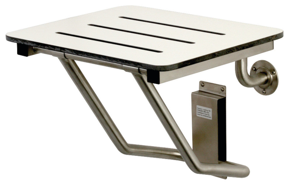 Kingston 18" x 16" Wall Mount Fold Down Shower Seat, Brushed Stainless Steel