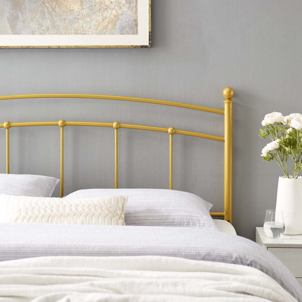 Headboard, King Size, Metal, Gold, Modern Farmhouse, Bedroom Master Suite