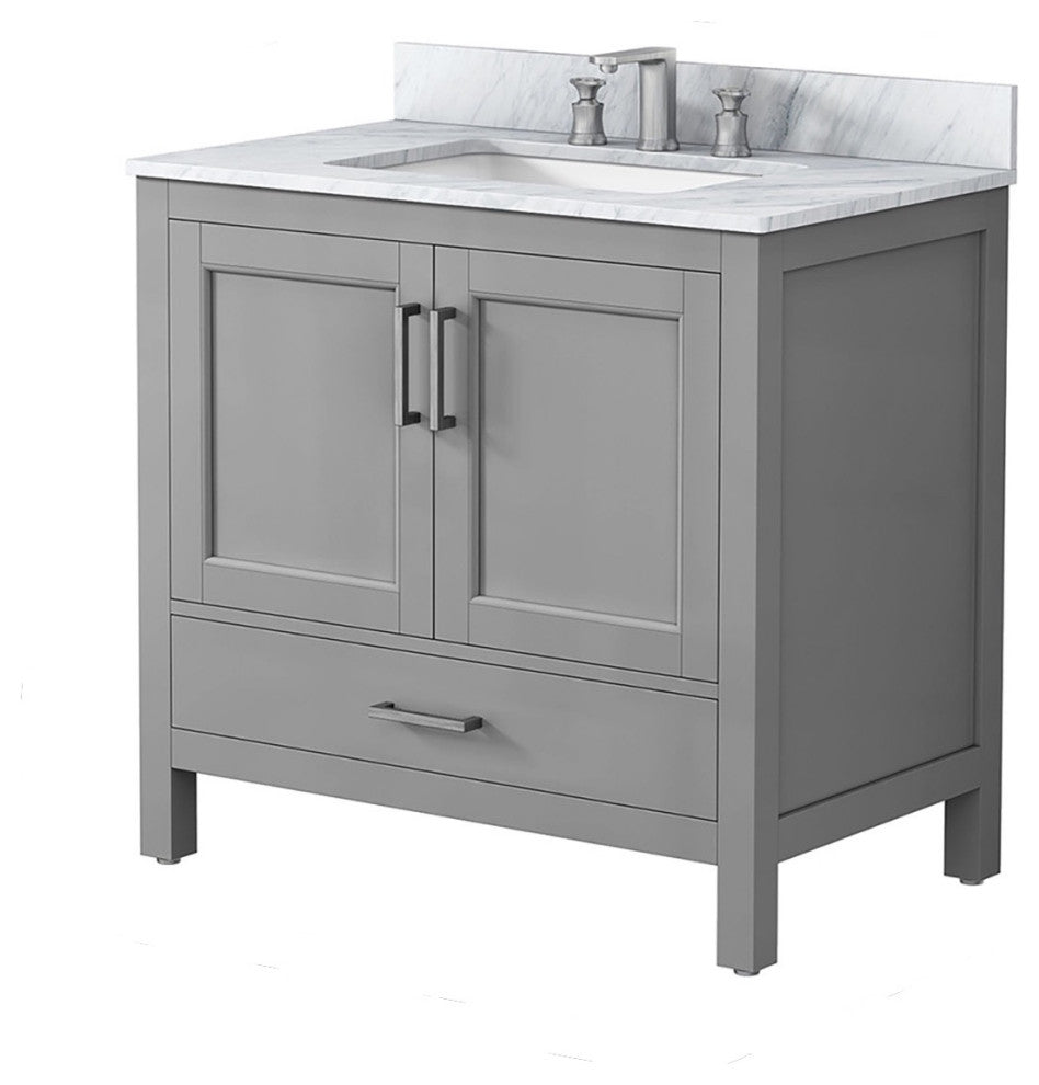 36" Plywood Freestanding Bathroom Vanity Set with Drawer and Doors, Grey