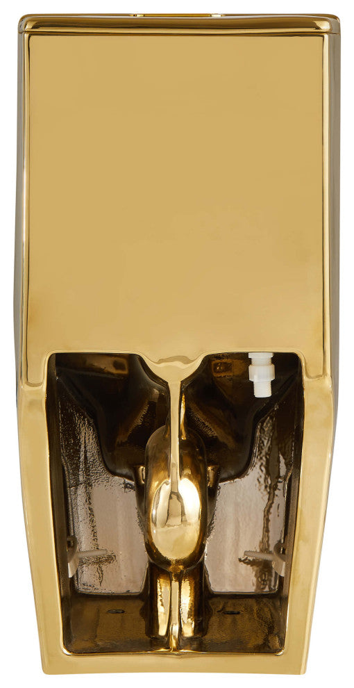 Fine Fixtures Dual-Flush Elongated One-Piece Toilet With High Efficiency Flush, Shiny Gold