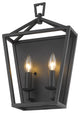 2 Light Open Lantern Candle Wall Sconce in Forged Black