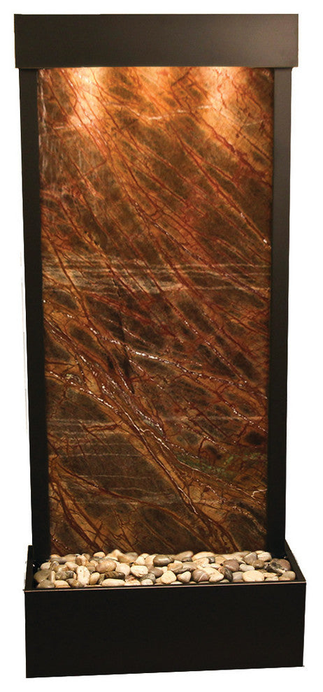 Harmony River Flush Mount Water Fountain, Brown Marble, Antique Bronze
