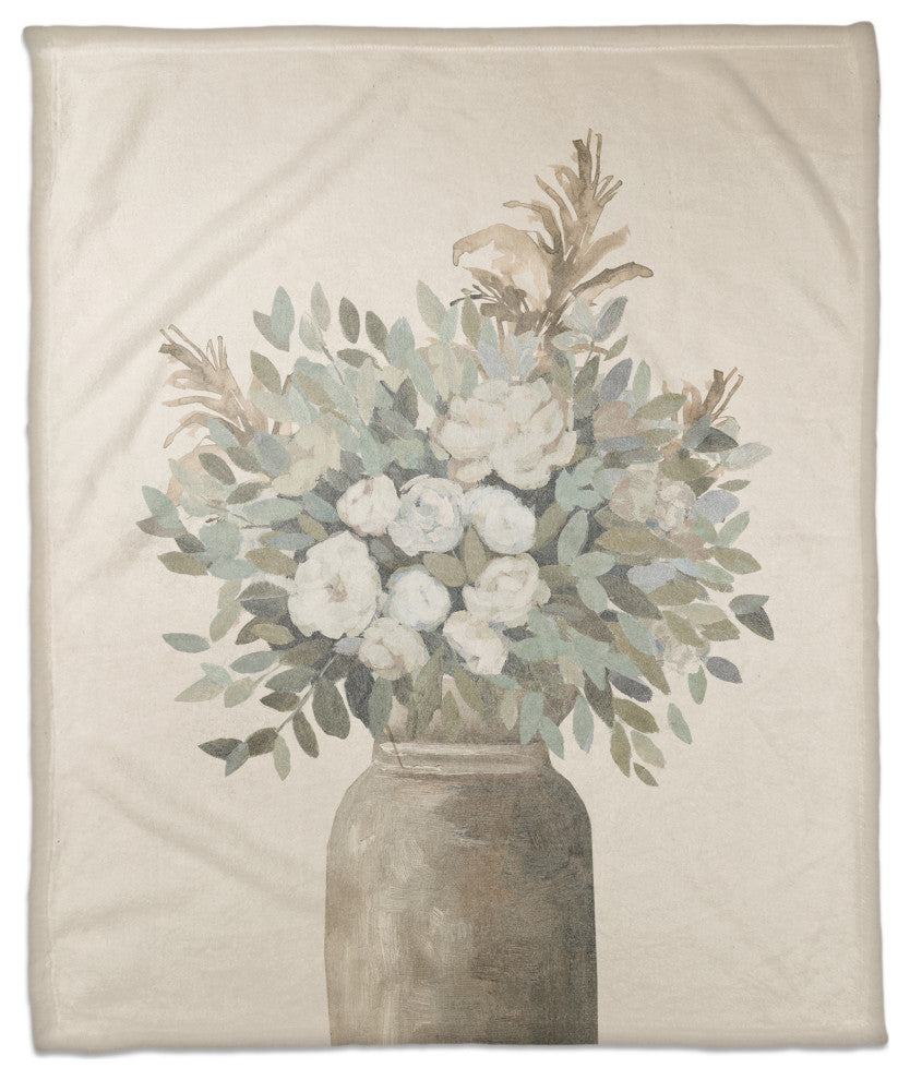 Modern Transitional Flowers 50"x60" Coral Fleece Blanket