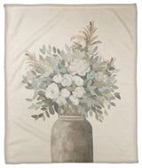 Modern Transitional Flowers 50"x60" Coral Fleece Blanket