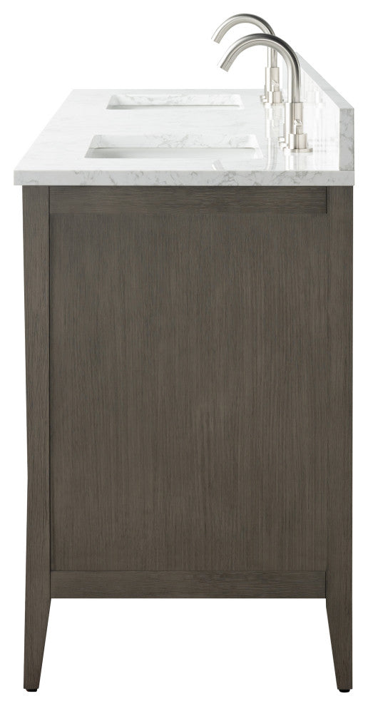 Vanity Art Bathroom Vanity With Sink, Driftwood Gray, 72", Double Sink, Brushed Nickel
