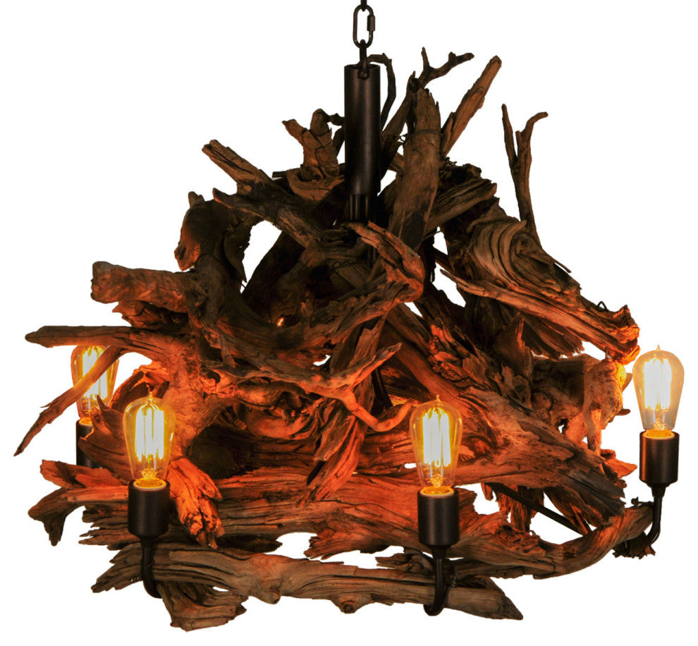 30 Wide Driftwood 7 Light Chandelier