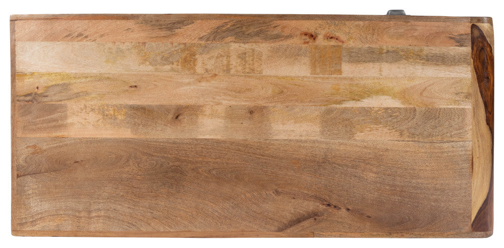 Anuri Natural Wood and Metal Desk
