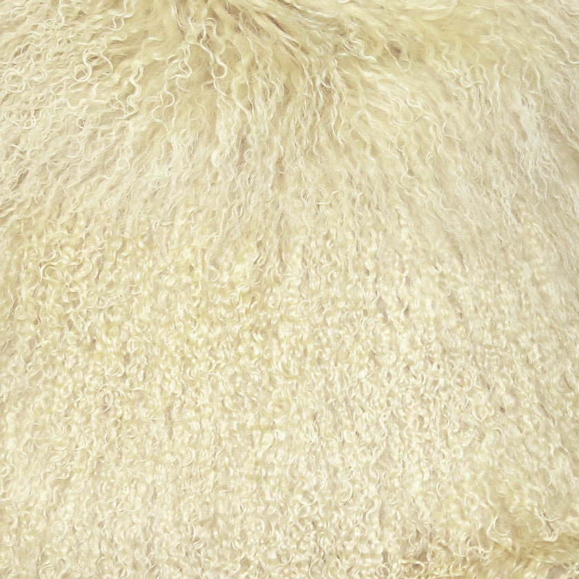 Genuine Mongolian Sheepskin Throw Pillow with Insert (16+ Colors), OffWhite