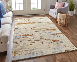 Weave & Wander Everley Wool Rug, Warm Beige/Blue, Rug, Ivory/Multi, 5'x8'
