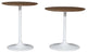 Remy Solid Wood and Iron Modern Pedestal Accent Tables (Set of 2) - White