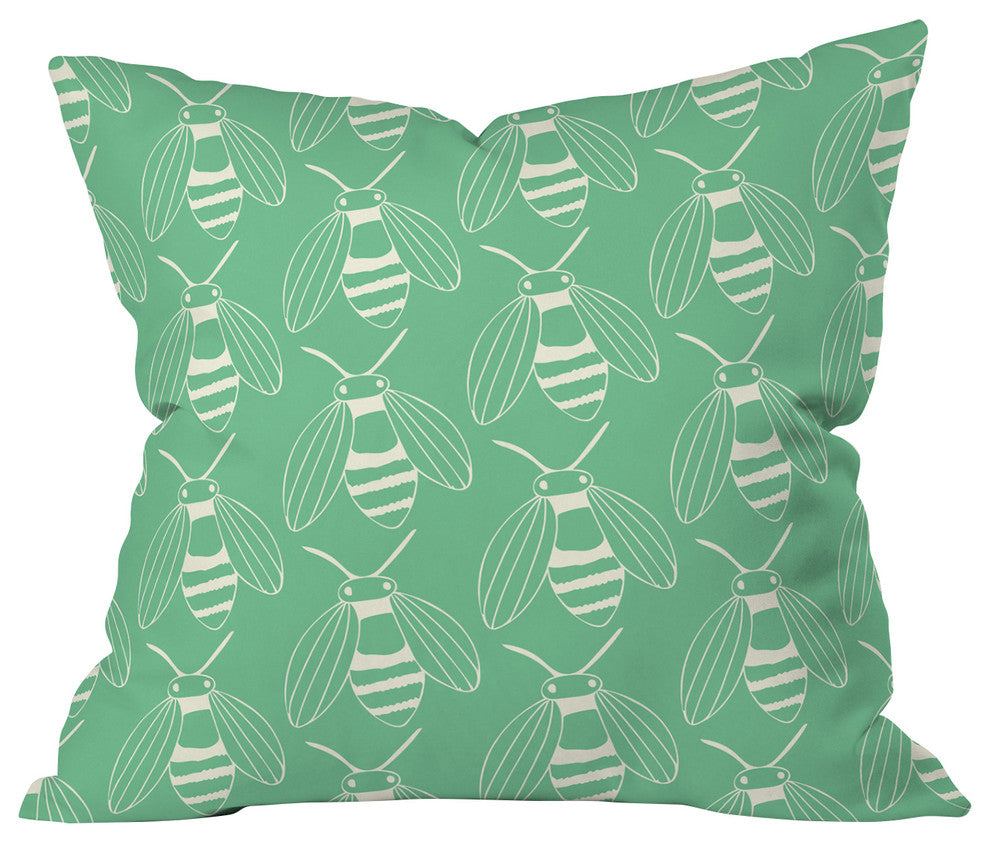 Morgan Kendall green bees Throw Pillow